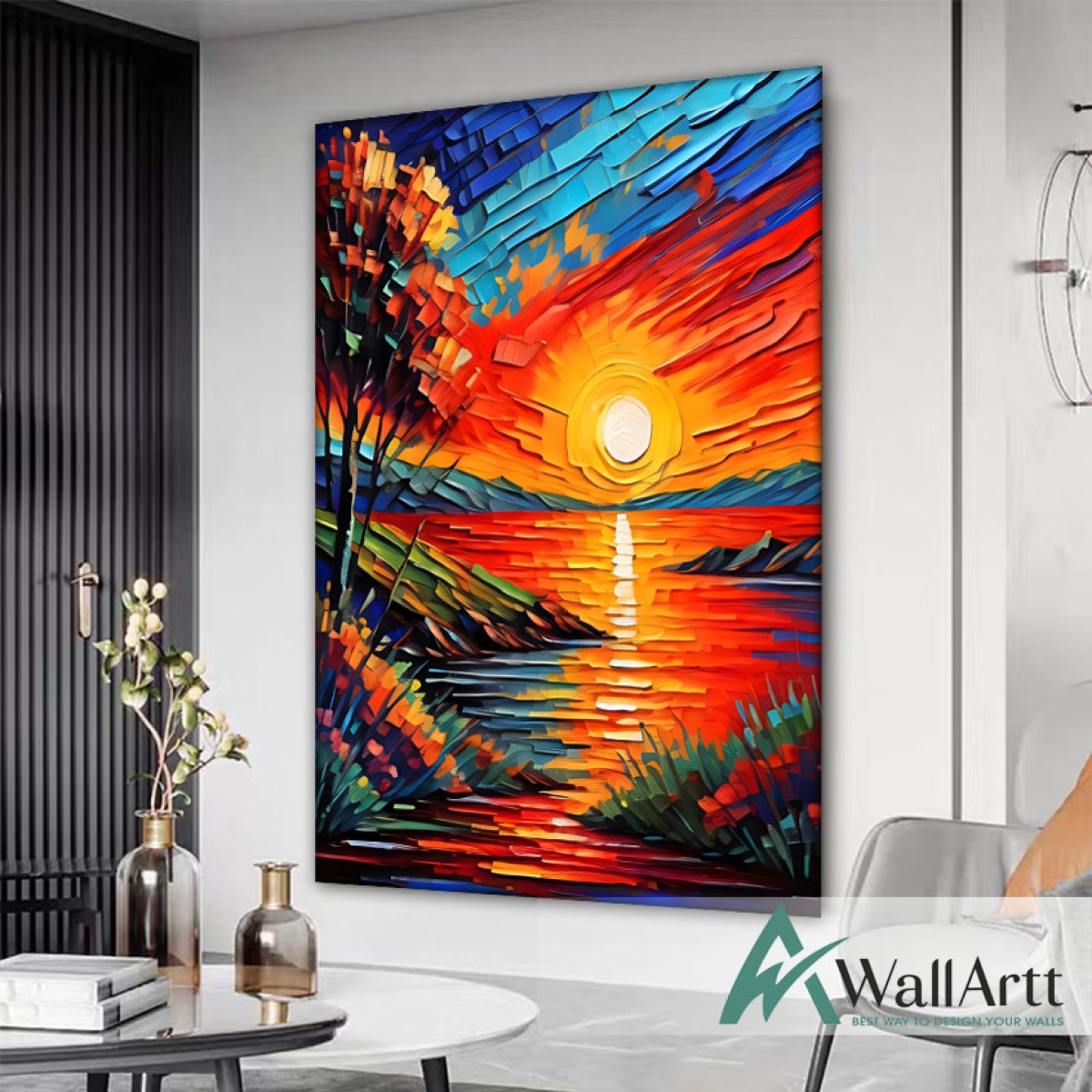 Abstract Sundown View 3d Heavy Textured Partial Oil Painting